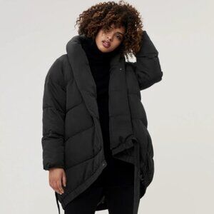 Universal Standard Kanda Black Puffer Coat Large $274